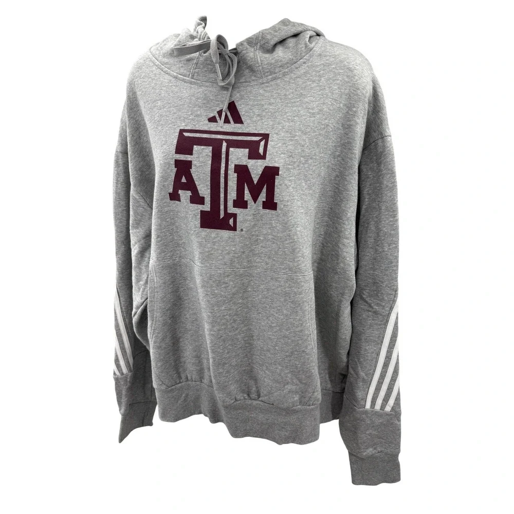 Adidas Texas A&M Aggies Grey 3 Stripes Hoodie Sweatshirt Mens XL NEW MSRP 85